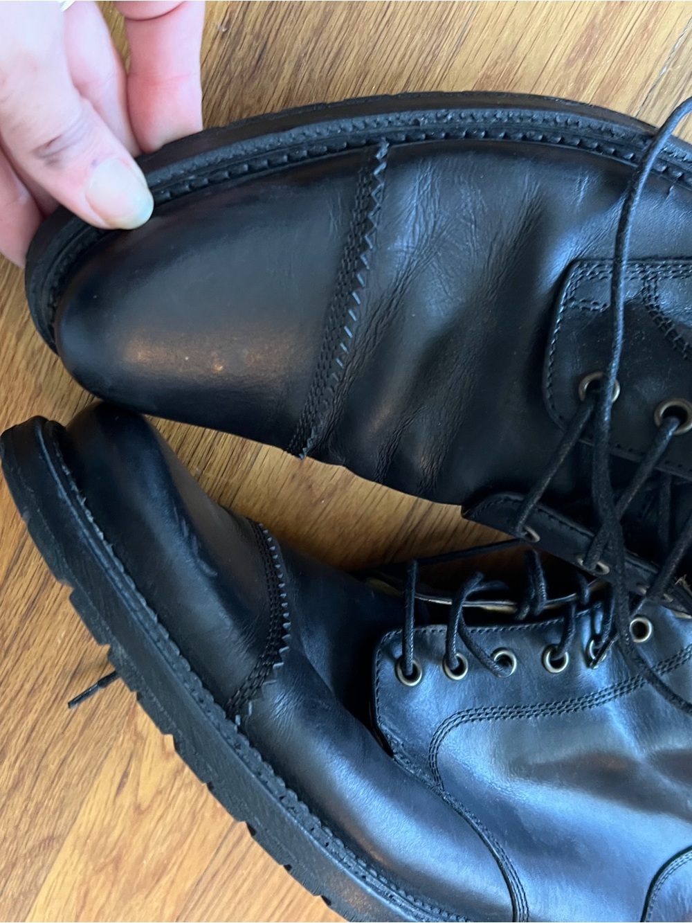Billy Reid Black Leather Lace-Up Combat Boots - Picture 5 of 6